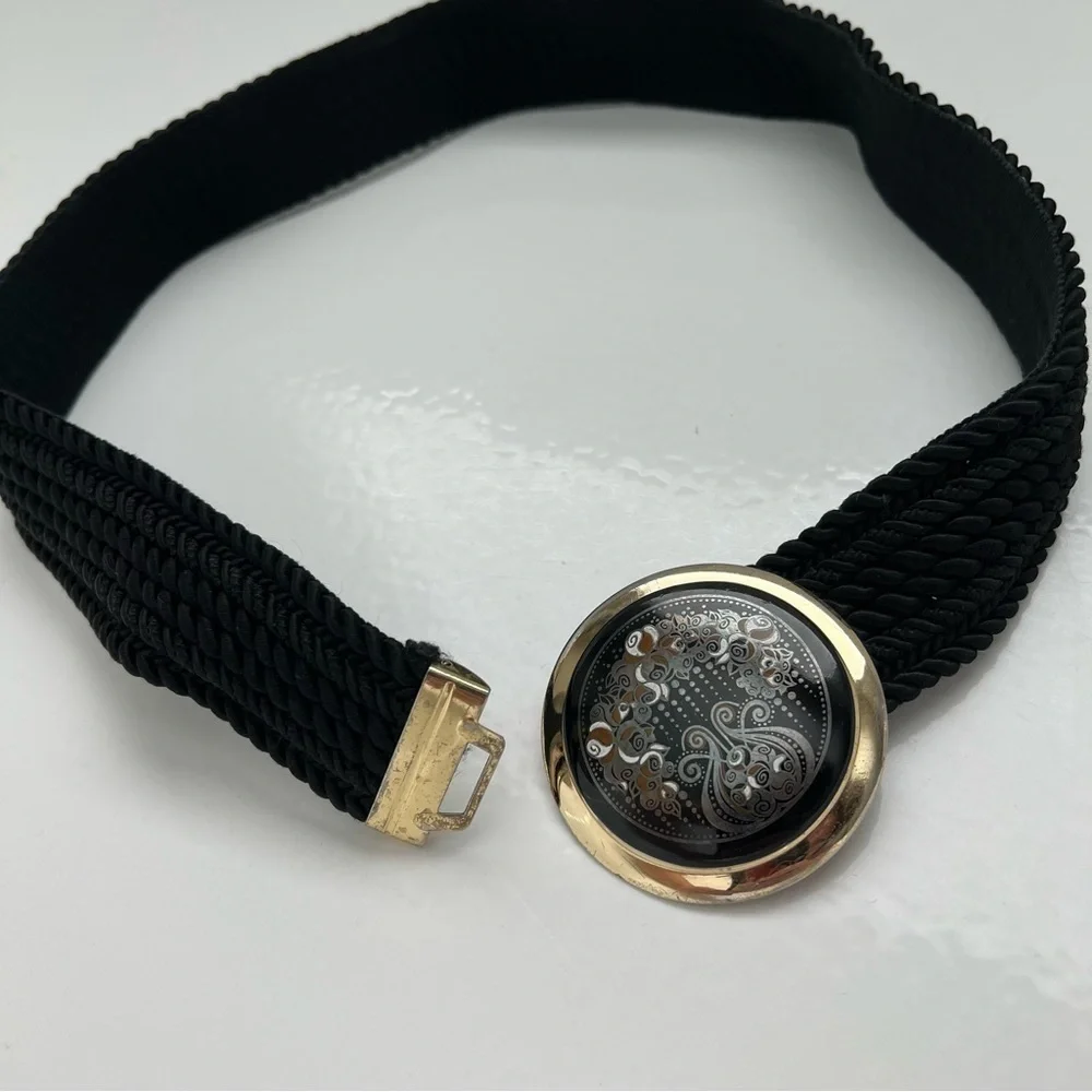 Gutos W Germany 1980s Vintage Art Nouveau waist belt, metal buckle,rope detail